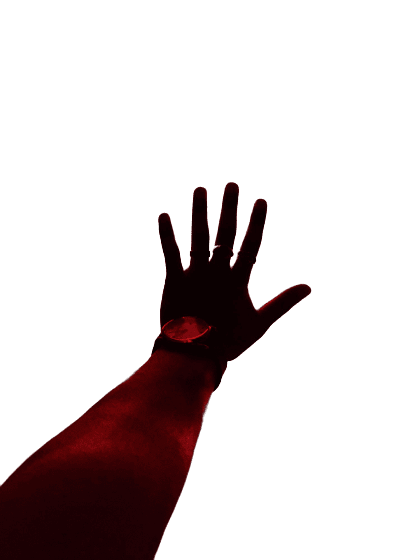 Hand reaching towards logo