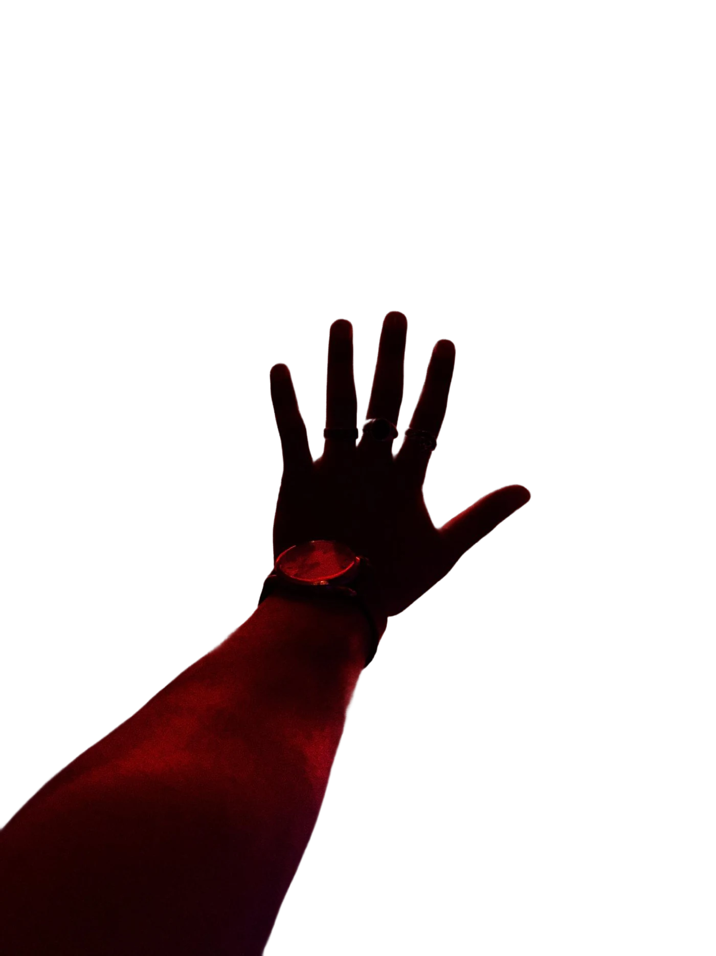 Hand reaching towards logo
